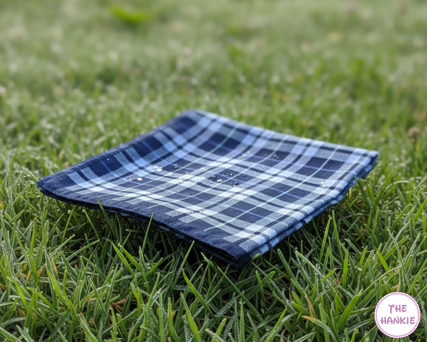 Men’s Blue Plaid Cotton Handkerchief – Classic Check Pocket Hanky