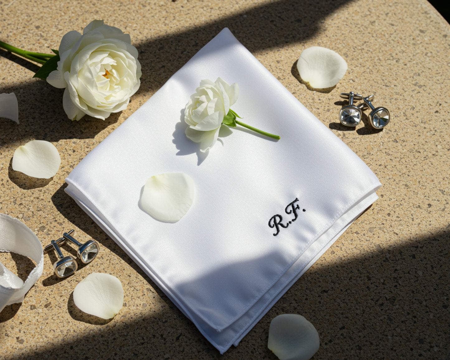 Personalized Embroidered Initials Handkerchief – Perfect Wedding Keepsake