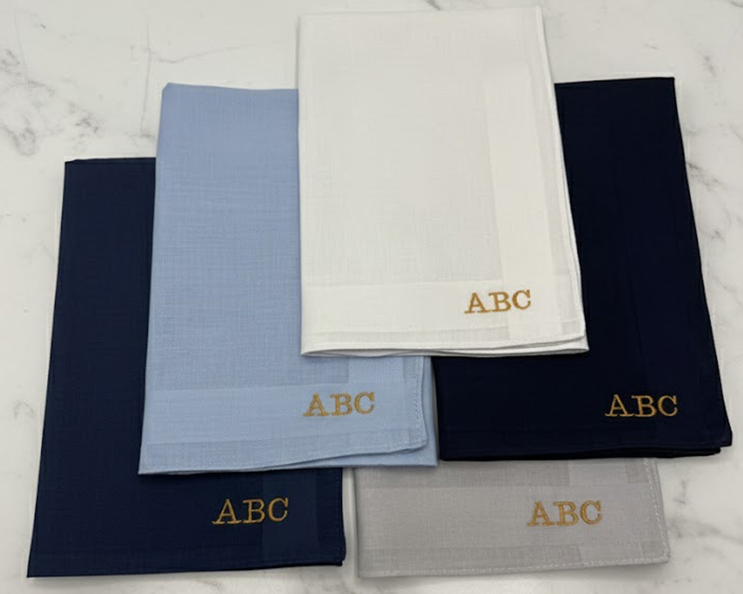 Custom Men’s Cotton Initial Embroidery Handkerchief - Pack of 5