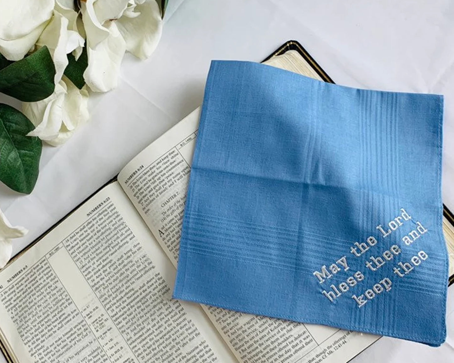 Custom Blue Embroidered Handkerchief