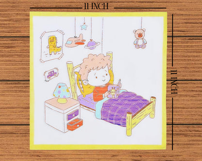 Cute 100% Cartoon Printed Assorted Cotton Handkerchiefs for Kids