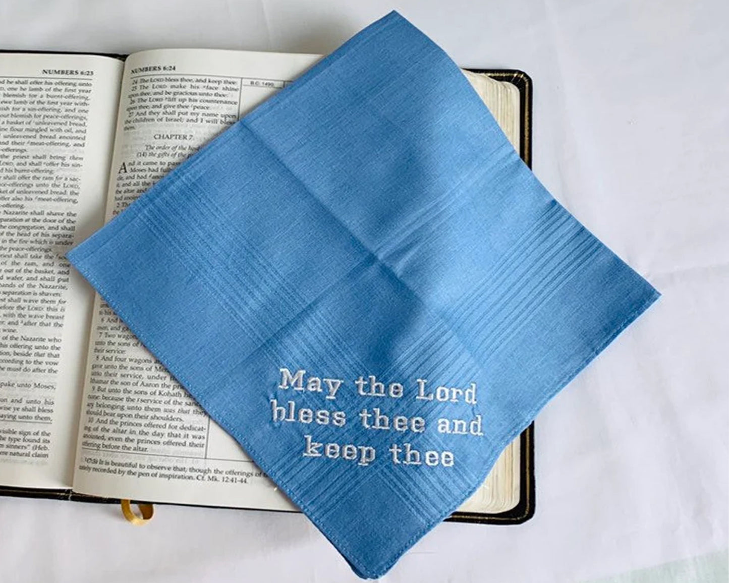 Custom Blue Embroidered Handkerchief