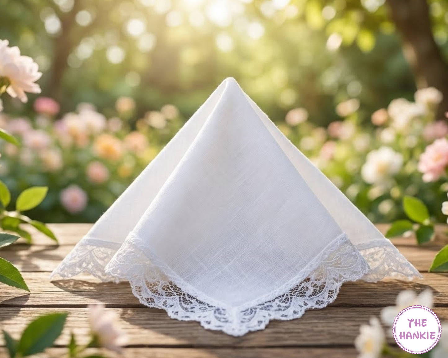 Ladies Premium Cotton Handkerchief with Delicate Lace Trim