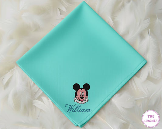 Personalized Mickey Embroidered Cotton Handkerchief for Kids