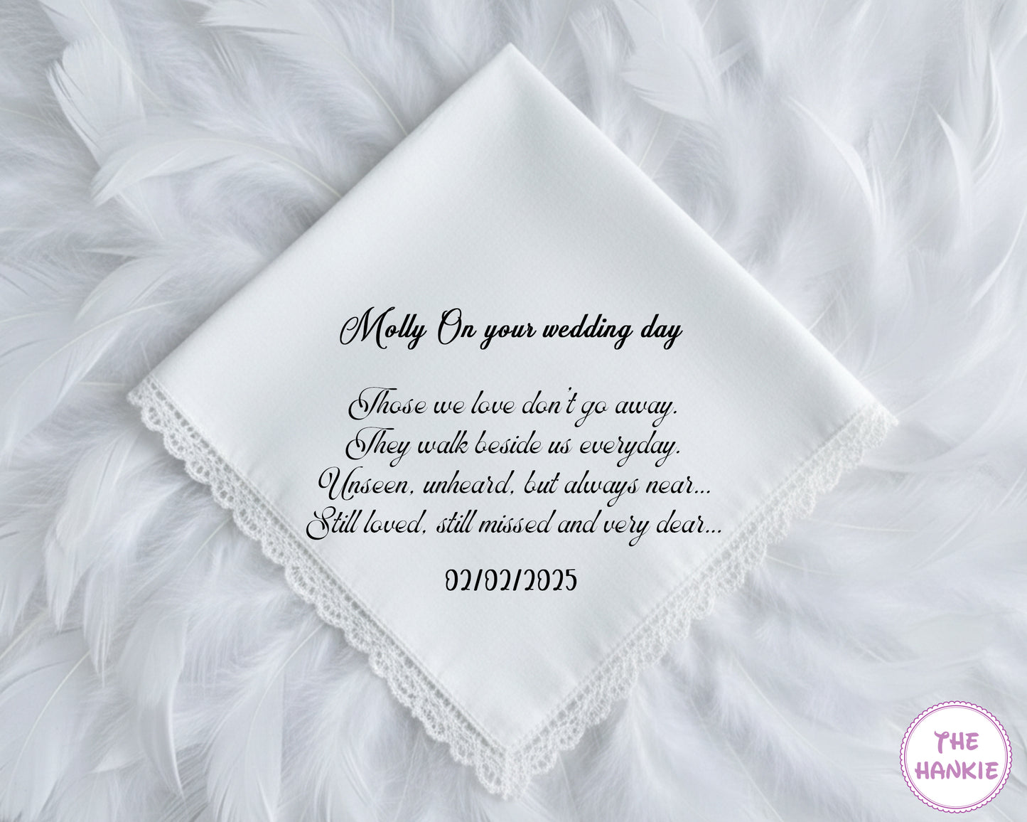 Personalized Your Text Wedding Lace Handkerchief for Mumma