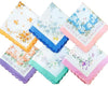 Women's 100% Cotton Assorted Border Floral Pattern Handkerchief