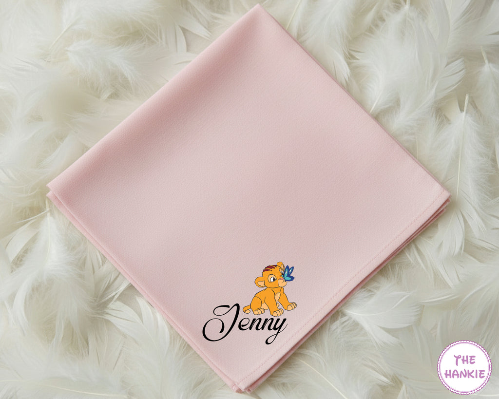 Custom Name Cartoon Cotton Lion Cub Kids Handkerchief