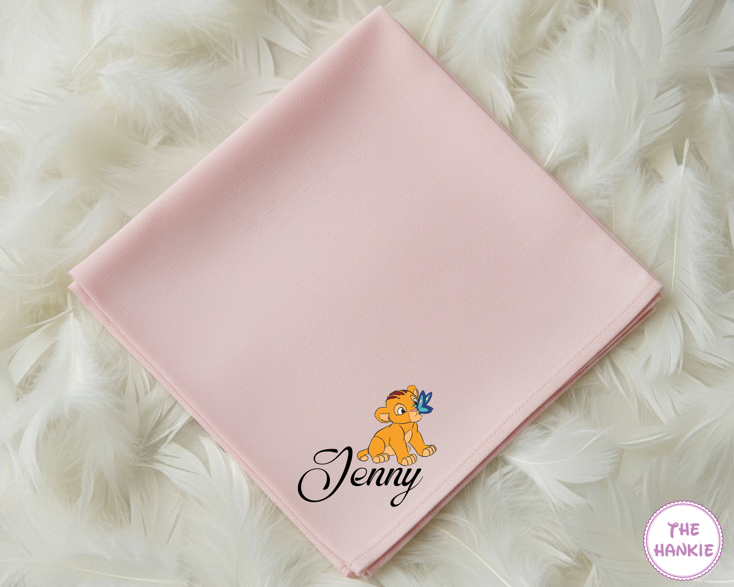Custom Name Cartoon Cotton Lion Cub Kids Handkerchief