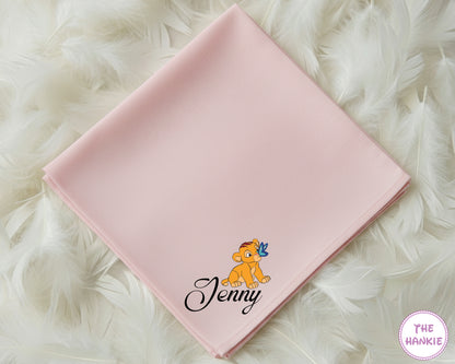 Custom Name Cartoon Cotton Lion Cub Kids Handkerchief