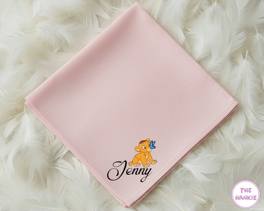 Custom Name Cartoon Cotton Lion Cub Kids Handkerchief