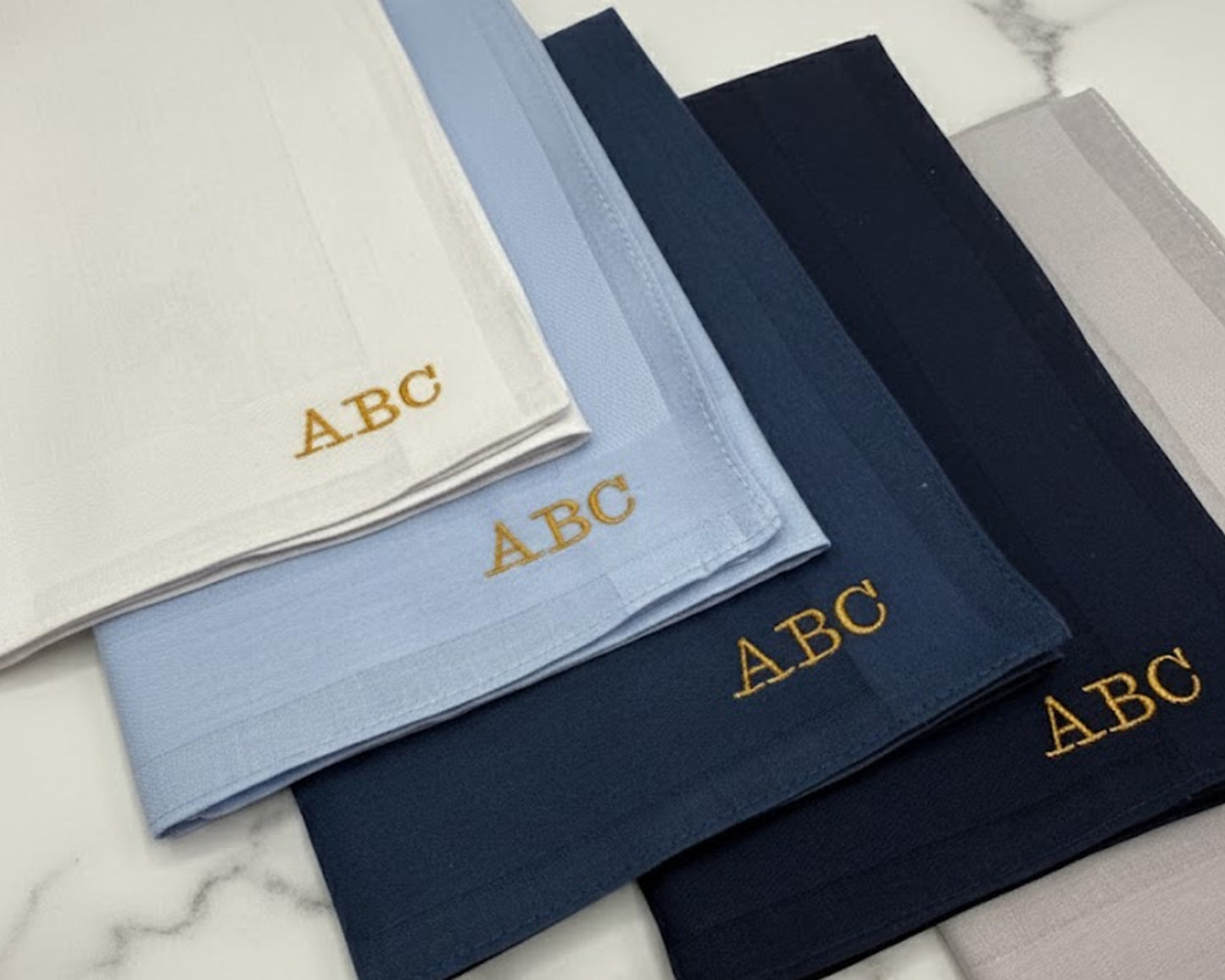 Custom Men’s Cotton Initial Embroidery Handkerchief - Pack of 5