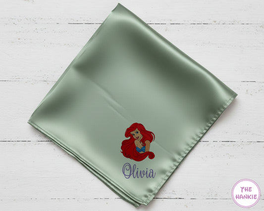 Custom Kids Satin Handkerchief – Mermaid Character Embroidery Design