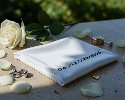 Personalized Wedding Date Handkerchief – A Memory in Thread
