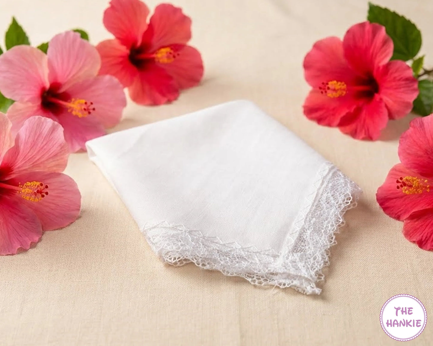 Premium Cotton Handkerchief for Women with Delicate Lace Border