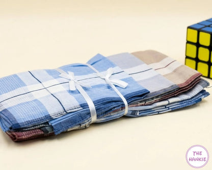 Premium Quality Cotton Men’s Hankies – Plaid Pattern Handkerchief Set