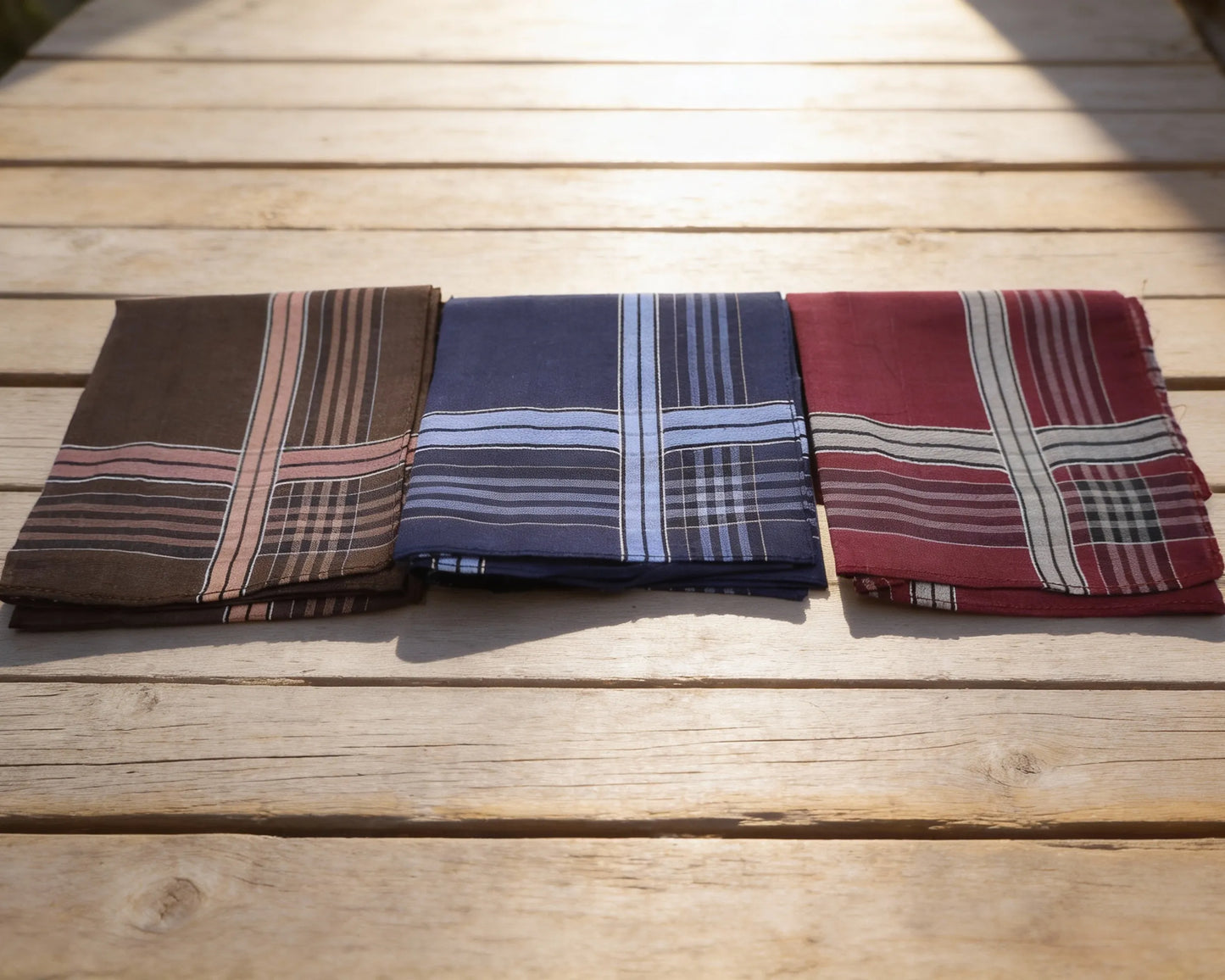Premium Men’s Cotton Handkerchiefs Set of 3 – Luxury Plaid Hankies