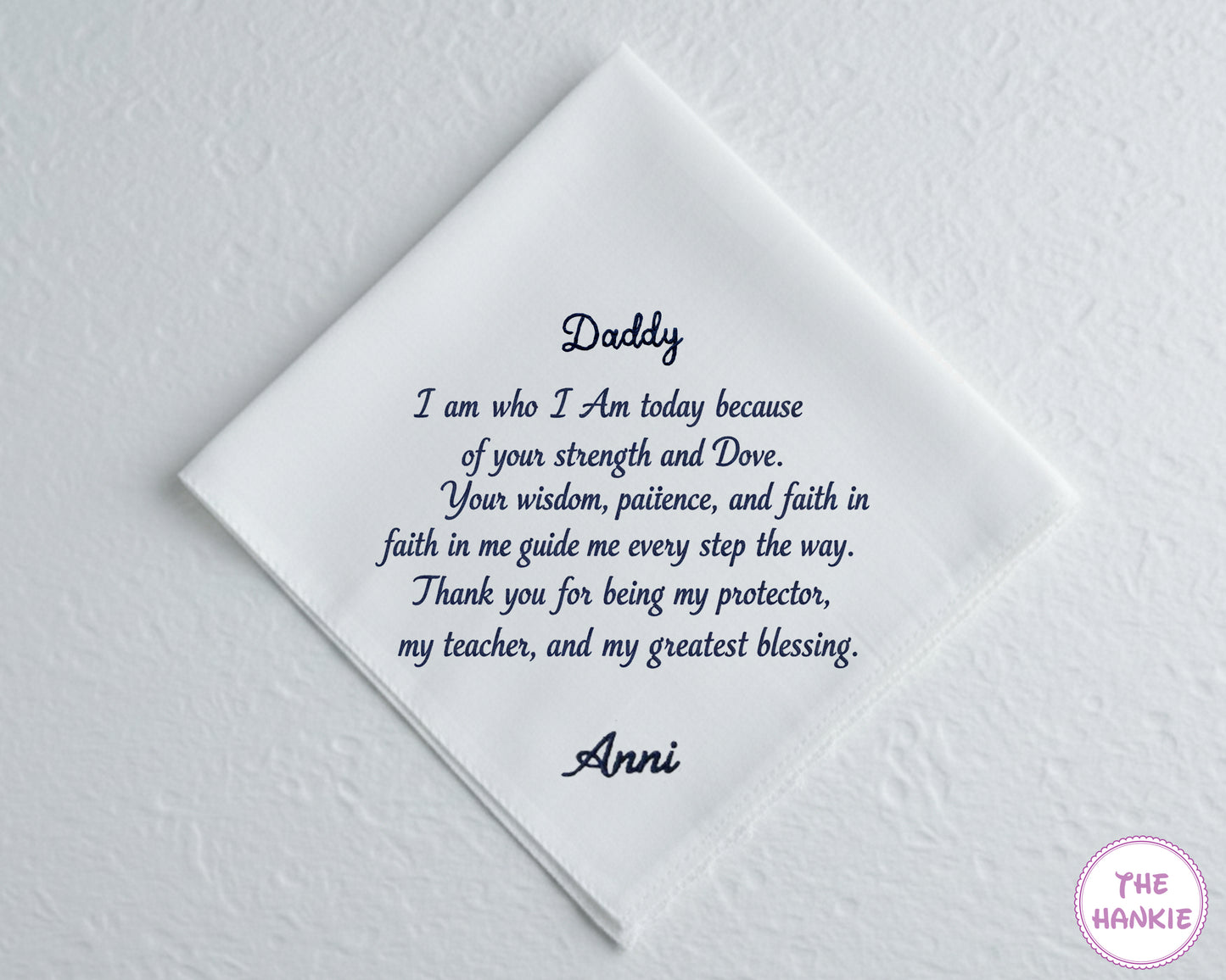 Custom Cotton Embroidery Memorial Handkerchief for Dad