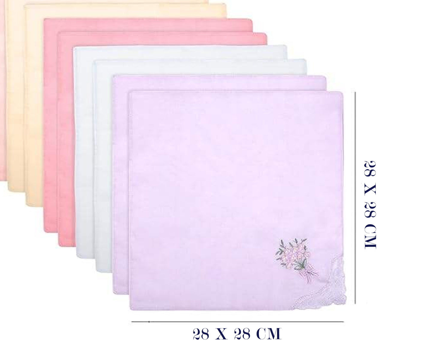 Women’s Floral Embroidered Lace Handkerchief - Set of 12
