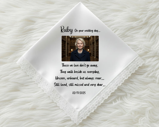 Custom Lace Photo Save the Date Wedding Handkerchief