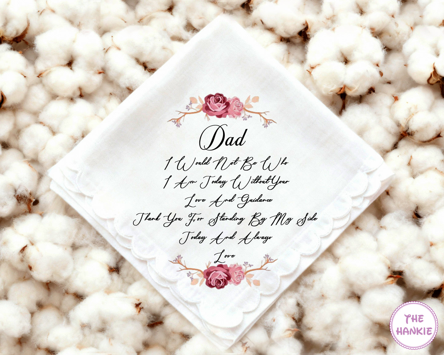 Custom Dad Sentiment Wedding Handkerchief – Personalized Gift