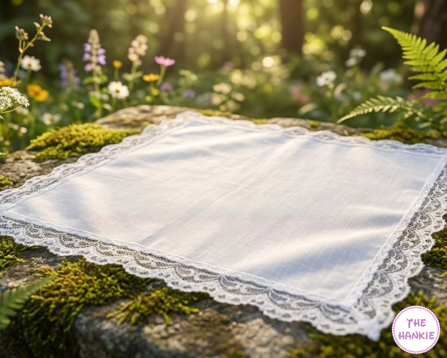 Ladies Premium Cotton Handkerchief with Delicate Lace Trim