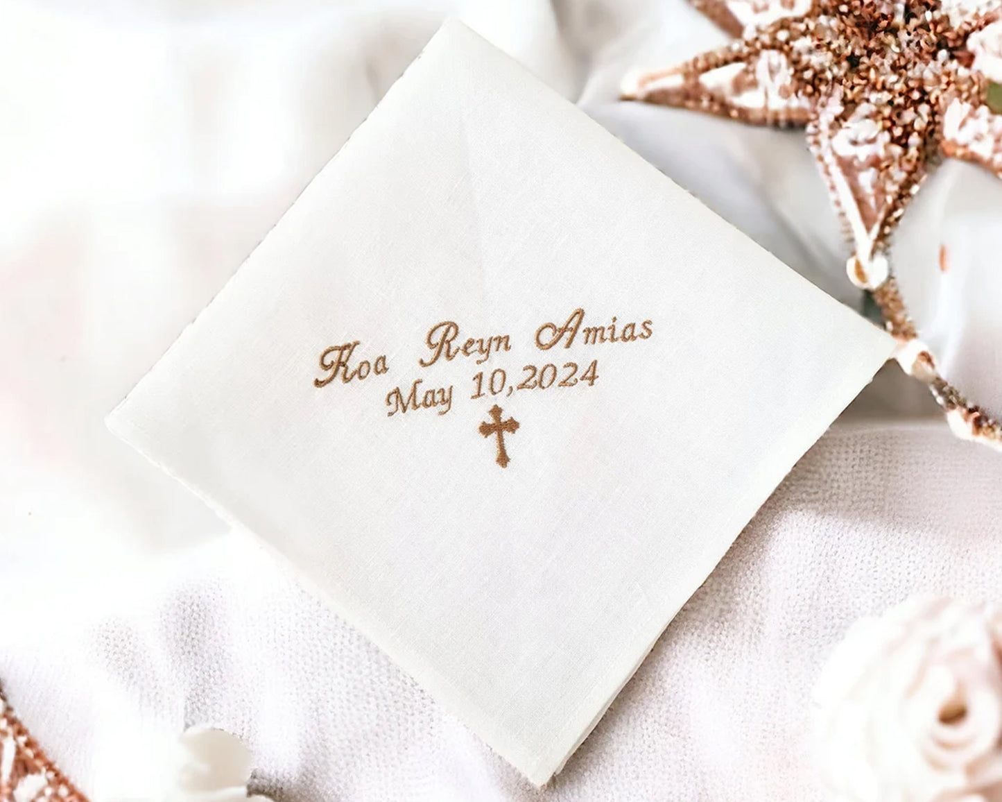 Wedding Embroidered Handkerchief for Bride & Groom