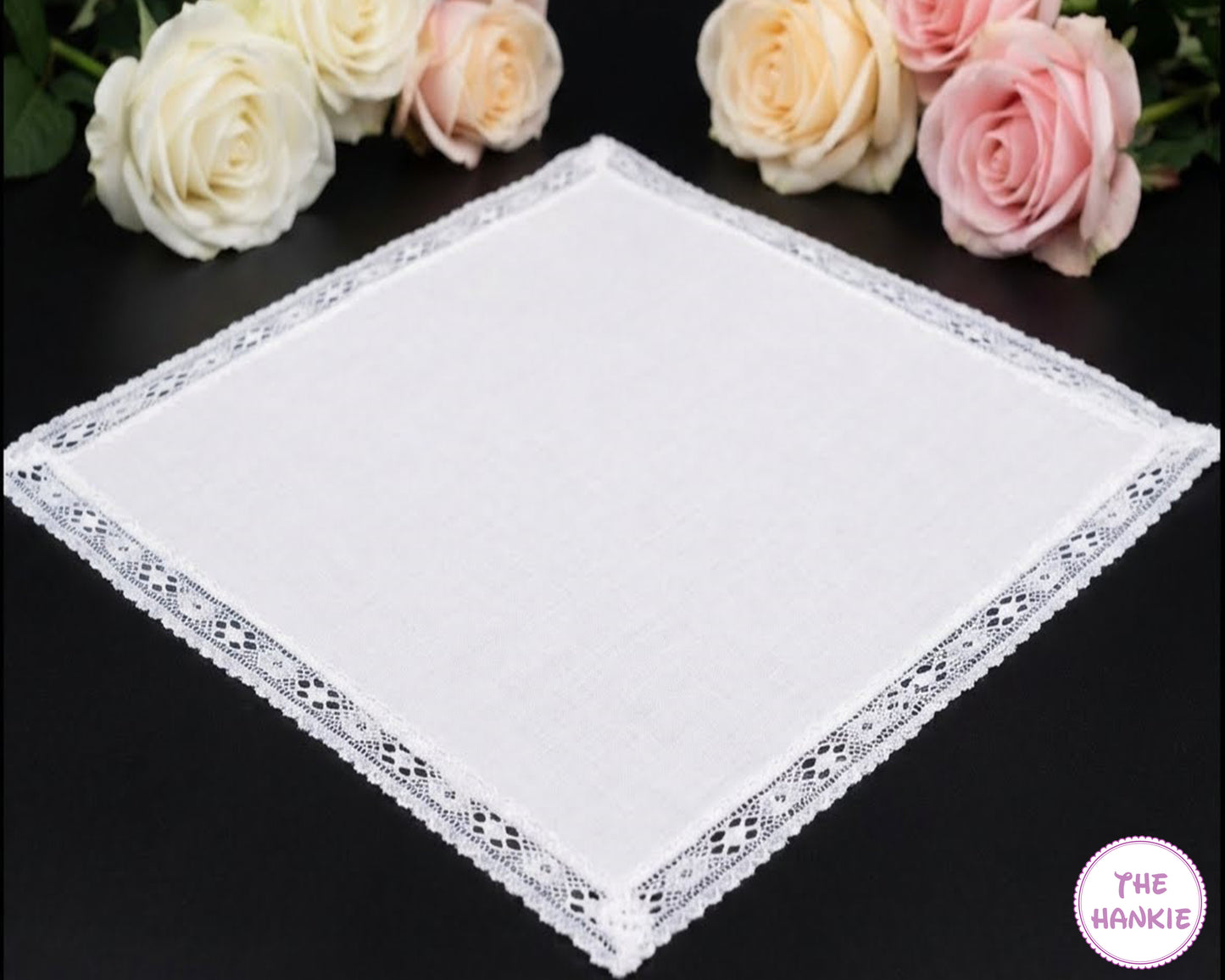 Classic White Lace Hanky – Elegant Cotton Wedding Handkerchief