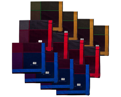 Men’s Classic Dark Handkerchief Set – Bold Border Edition Pack of 12