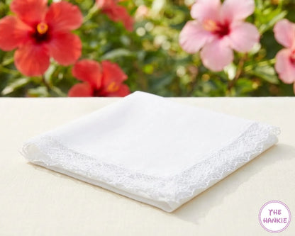 Premium Cotton Handkerchief for Women with Delicate Lace Border