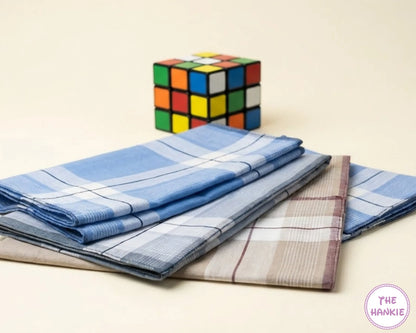 Premium Quality Cotton Men’s Hankies – Plaid Pattern Handkerchief Set