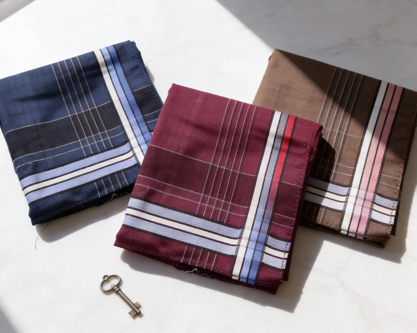 Men’s Cotton Handkerchiefs Set of 3 – Classic Plaid Pocket Hankies for Everyday Use