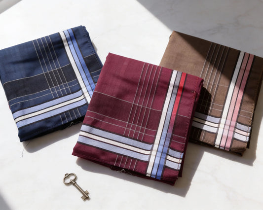 Men’s Cotton Handkerchiefs Set of 3 – Classic Plaid Pocket Hankies for Everyday Use