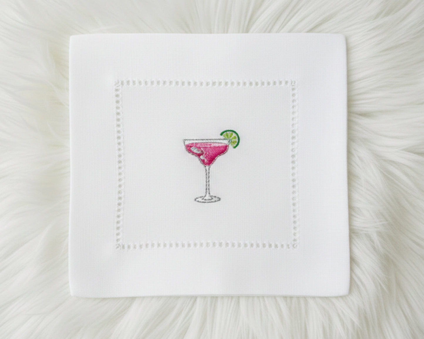 Fun Cocktail Embroidered 100% Cotton Napkins – Set of 4