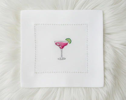 Fun Cocktail Embroidered 100% Cotton Napkins – Set of 4