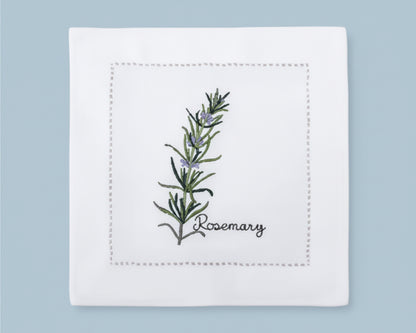 Premium Cotton Botanical Embroidered Cocktail Napkin