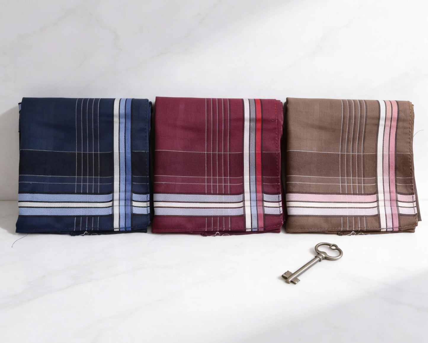 Men’s Cotton Handkerchiefs Set of 3 – Classic Plaid Pocket Hankies for Everyday Use