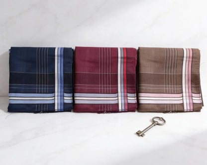 Men’s Cotton Handkerchiefs Set of 3 – Classic Plaid Pocket Hankies for Everyday Use