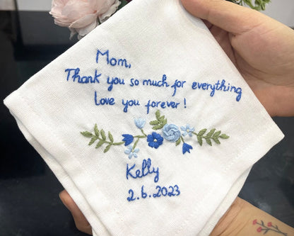 Happy Tears wedding embroidered handkerchief - Grooms and Brides hankerchief