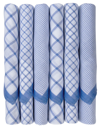 Handkerchief Vintage MARIO VALENTINO Blue Checks Plain Men’s Pocket Square Cotton