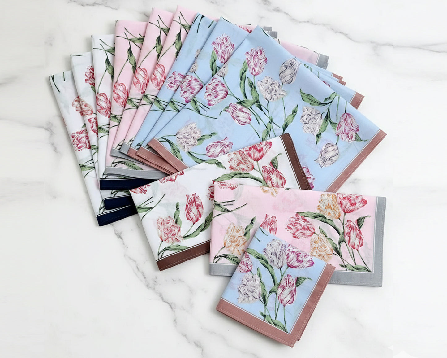 Set of floral hankies Cotton Assorted 
