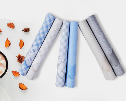 Personalized Cotton Men's Handkerchiefs in Shades of Blue
