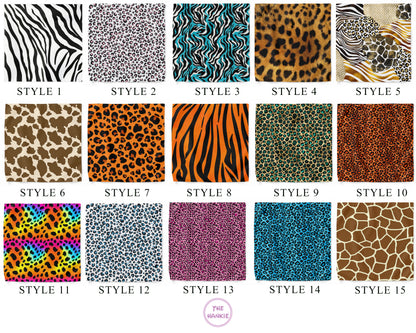 Collection of 15 animal print patterns with labels below each.