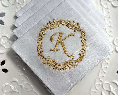 Monogrammed handkerchief Gift for him Wedding day gifts USA
