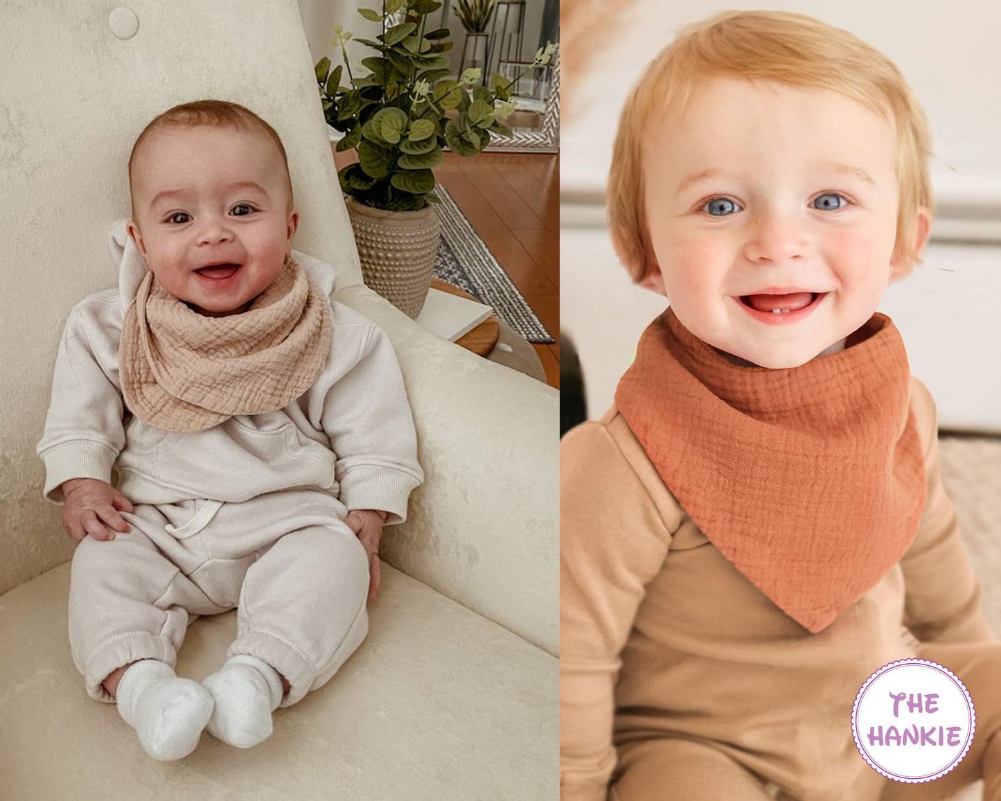 White hankies with red edges and a green Christmas tree design on a white background.