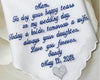 White Cotton Embroidery Handkerchief for Mother of the Bride with Heart USA