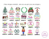 Collection of 24 Christmas-themed designs with various text and graphics on a white background.