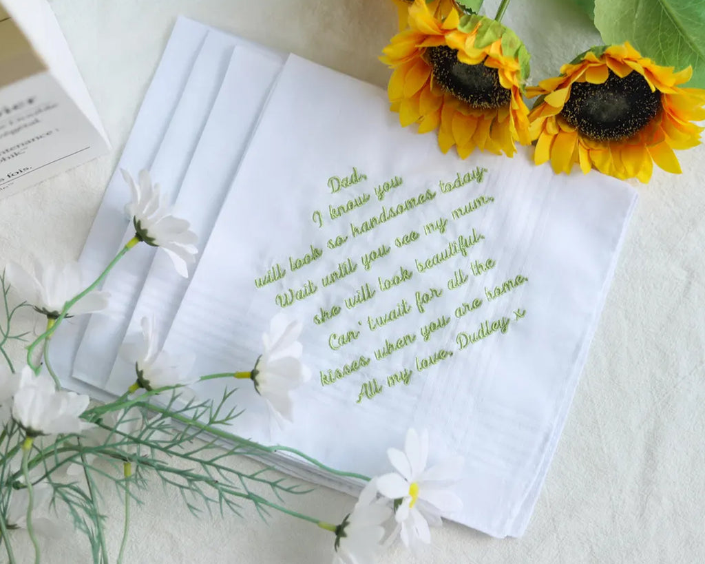 Elegant Lace Wedding Handkerchief Embroidered Wedding Napkins Father of The Bride Gift 