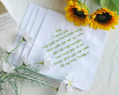 Elegant Lace Wedding Handkerchief Embroidered Wedding Napkins Father of The Bride Gift 
