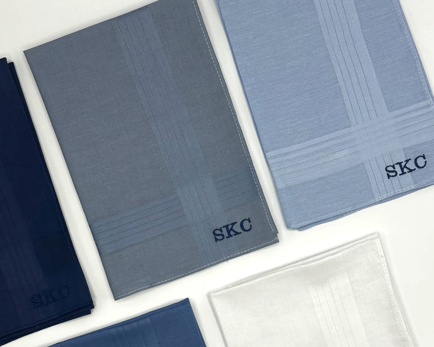 Monogrammed linen handkerchief Personalized hankie for men  Reusable organic handkerchiefs 