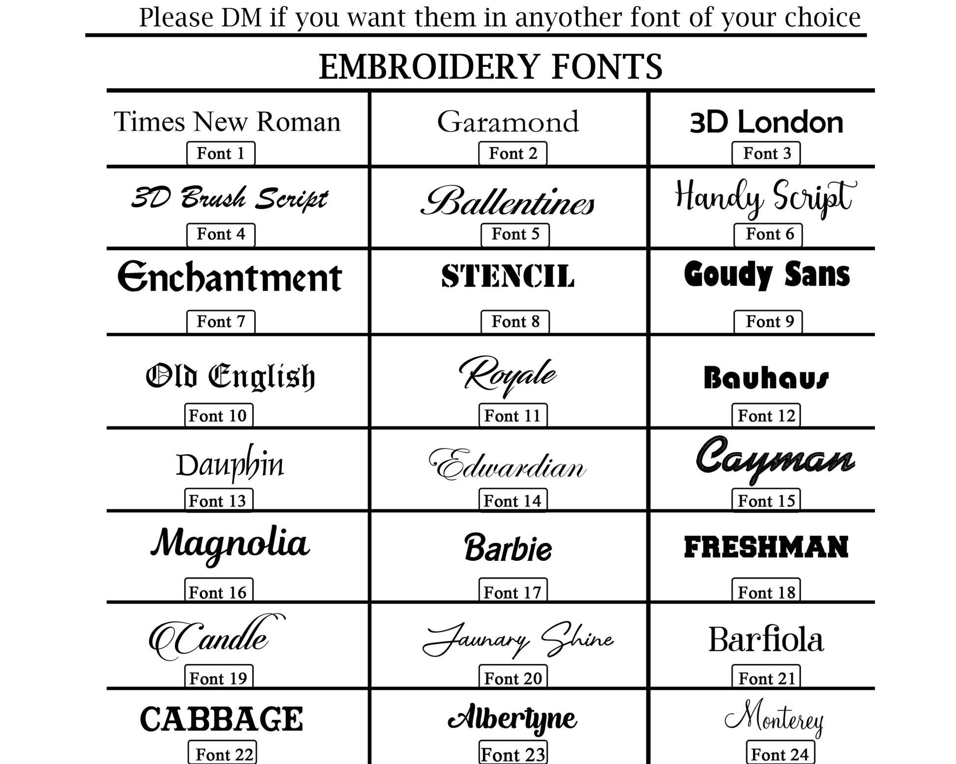 Font Page of Embroidery Usa 